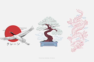 create japanese art illustration design for streetwear
