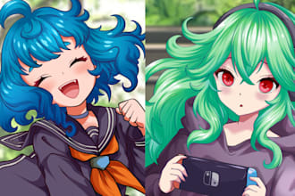 draw anime kawai, oc, and fanart illustration in my style