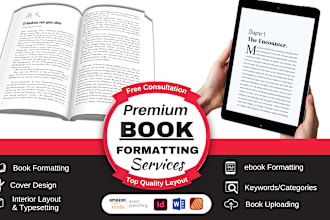 provide book formatting and typesetting for ebook and paperback