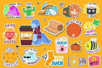 make modern sticker design, badge, label, logo, banner, stamp, telegram stickers