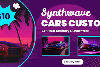 create car your photos into vibrant synthwave art in 24h delivery