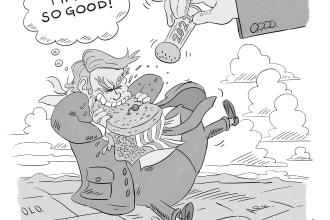 draw a stylish political cartoon from your idea