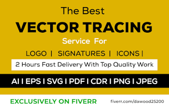 perfectly trace logo or image in vector files