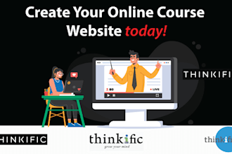 build thinkific online course website or upload courses