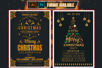 design merry christmas party flyer poster social media post