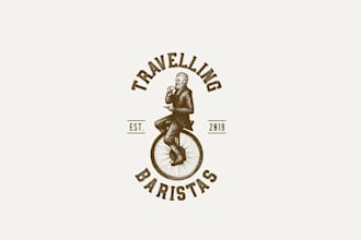 creation of eye catching logo for travelling baristas