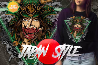 create tshirt design in japan style illustration