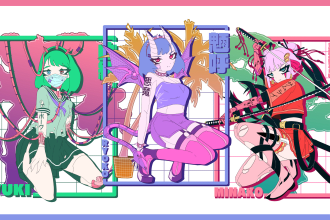 draw anime girls cyberpunk and vaporwave
