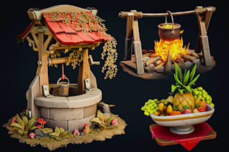 create stylized game assets, cartoon models props and asset packs 3d
