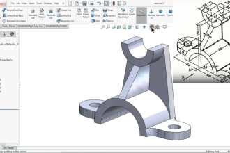 do 3d model and 2d drawing in solidworks, inventor, catia, creo, fusion 360