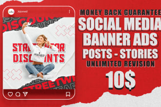 design social media banner ads, posts and stories