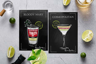 do infographic chalkboard themed cocktail recipe card
