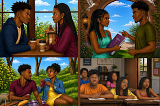 illustrate african children books and characters