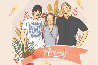 draw couple or family illustration