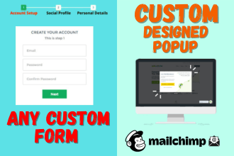 create your popup pages and any custom form , elementor form