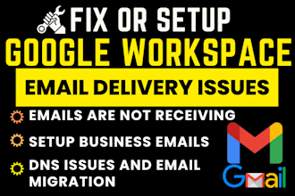 fix or setup google workspace business emails, gmail receiving issues