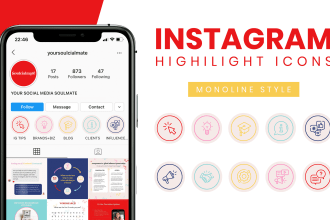 create monoline instagram highlight icons