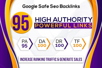 manually do 95 unique domain SEO backlink on tf100 da100 sites