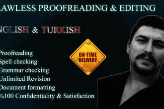 proofread, edit, rewrite, paraphrase in english and turkish