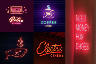 do neon light text logo ,signs ,typography