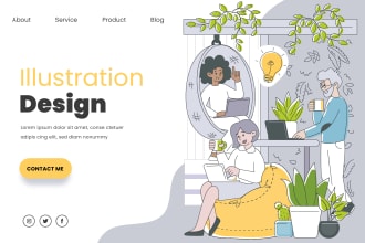 create unique flat illustration for website, app, animation