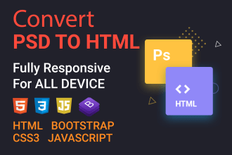 convert PSD to HTML xd to html responsive website