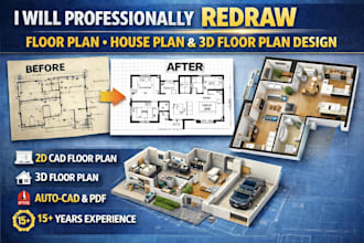 professional redraw floor plan house plan 3d floor plan design