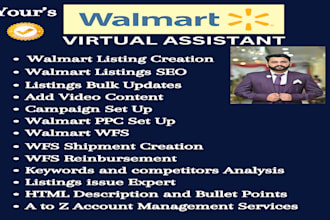 walmart product listings creation optimization PPC wfs management, expert wfs VA