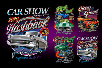 retro automotive tshirt, car show design