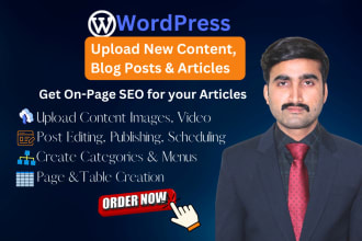 upload content, articles and blog posts on wordpress