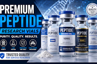 do product label design for peptide vial, cbd and packaging