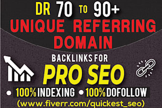 rank website by DR 70 to 90 unique referring domain seo backlinks
