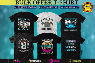 do custom typography and bulk t shirt design for pod business