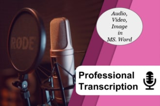 transcribe image, audio or video in text form