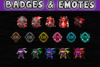 design twitch sub badges, twitch emotes, twitch badges