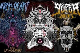 do dark art , horror , metal , illustration for your brand