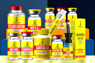 do product label design for vial label, peptide and  sarms