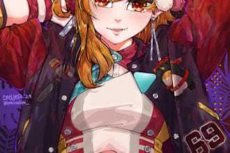 draw colorful anime style fanart or original character