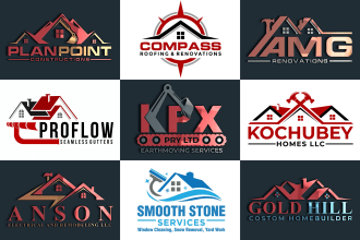 create real estate, roofing, construction, property and building logo