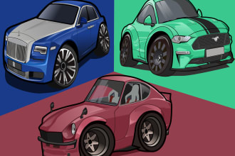draw your car into vector cartoon caricature