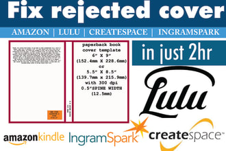 format,resize,modify,edit book cover for lulu, ingramspark, bookbaby, KDP amazon