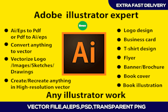 do adobe illustrator work and vector tracing with fast delivery