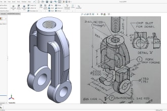 make 3d model or 2d drawing using solidworks, fusion 360