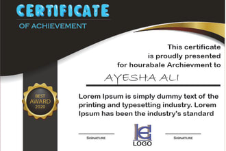 design award certificate, appreciation certificate