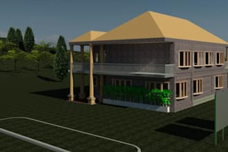 draw architecture plan, 3d model, and render by revit