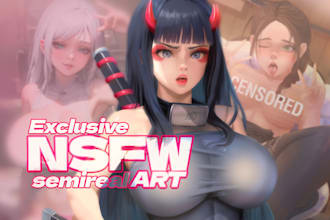 illustrate erotic nsfw sfw semirealistic or anime art