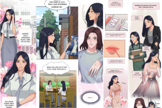 make you a webtoon pages with korean manhwa style