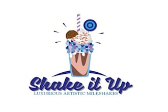 design an upscale crazy artistic milk shake logo for a milk shake food truck