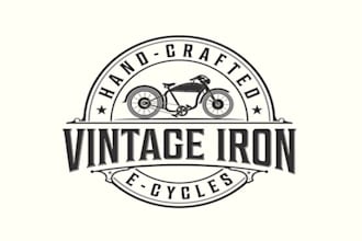 create vintage hipster logo for vintage iron electric cycles