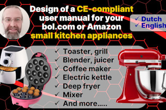 write ce compliant user manual for kitchen appliances for bol amazon products